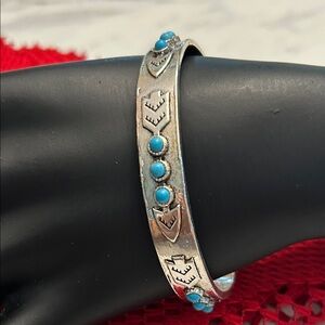 Silver and Turquoise Western Bracelet